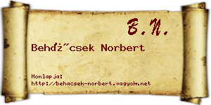 Behácsek Norbert névjegykártya