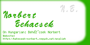 norbert behacsek business card